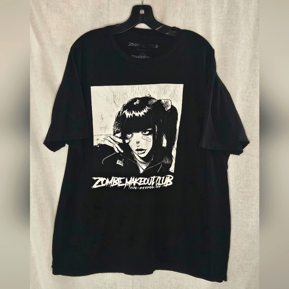 zombie makeout club Tops - Zombie Makeout Club Black Tshirt With White Screenprint Sz 2XL